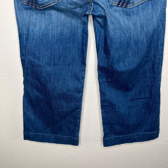 7 For All Mankind Womens Crop Dojo Blue Denim Embroidered 7 Back Pocket Jeans 30 - Picture 5 of 13